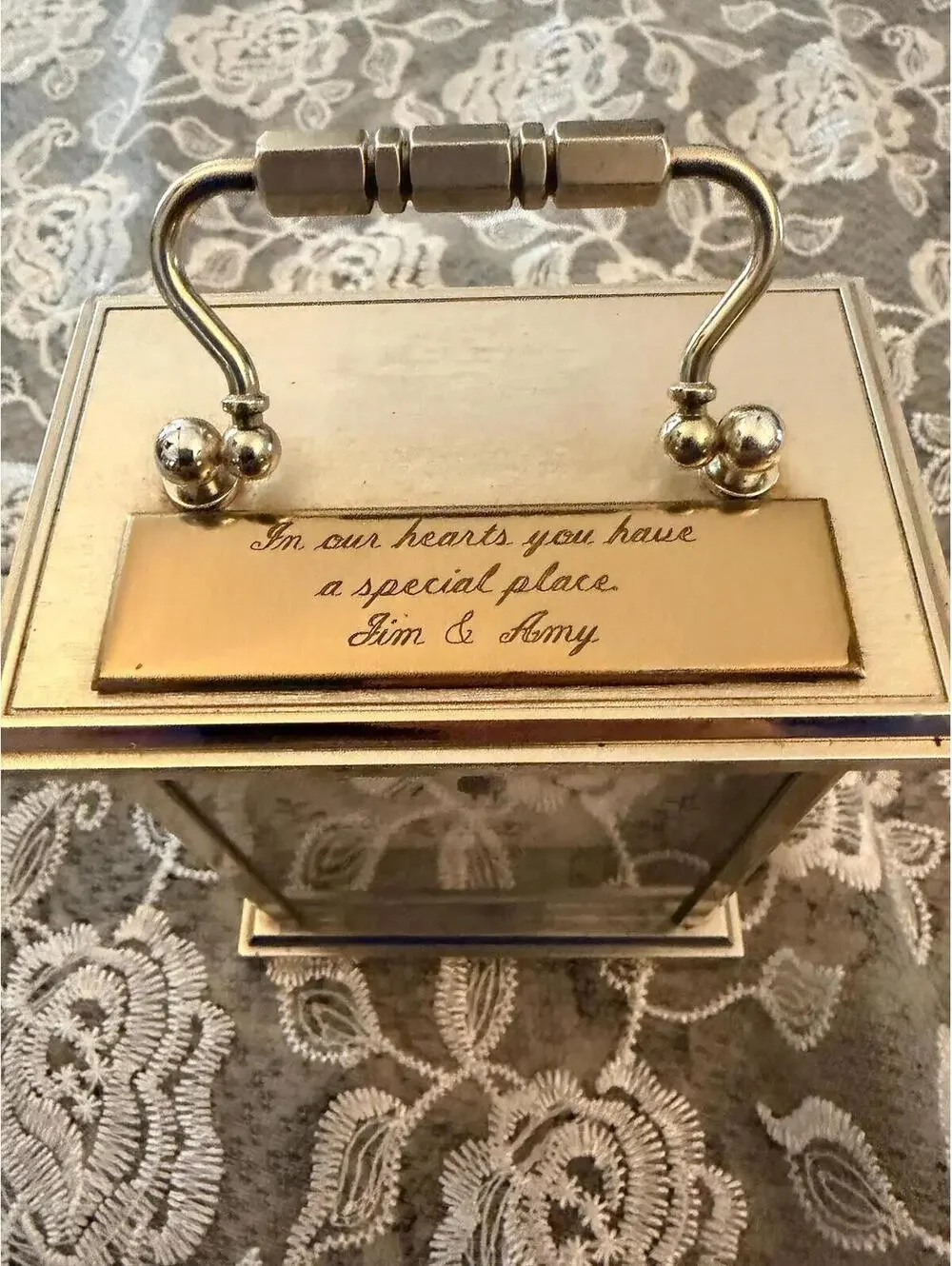 A vintage Bulova quartz carriage clock made in Germany. [COPY]